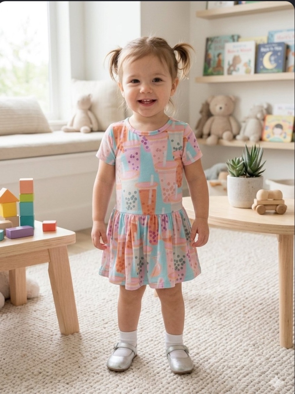 Posh Peanut Pastel Bubble Tea Twirl Skirt Bodysuit Dress Size 18-24 Months